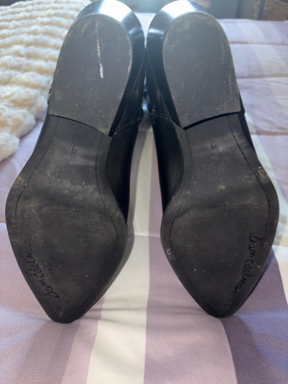 Women’s Black Leather Sam Edelman Wyatt Boots - Size 9 - Picture 10 of 11